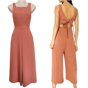 Aritzia Wilfred Peach Tie Back Wide Leg Crop Jumpsuit Size 2